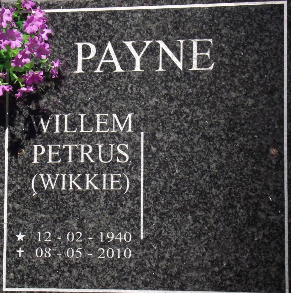 PAYNE Willem Petrus 1940-2010