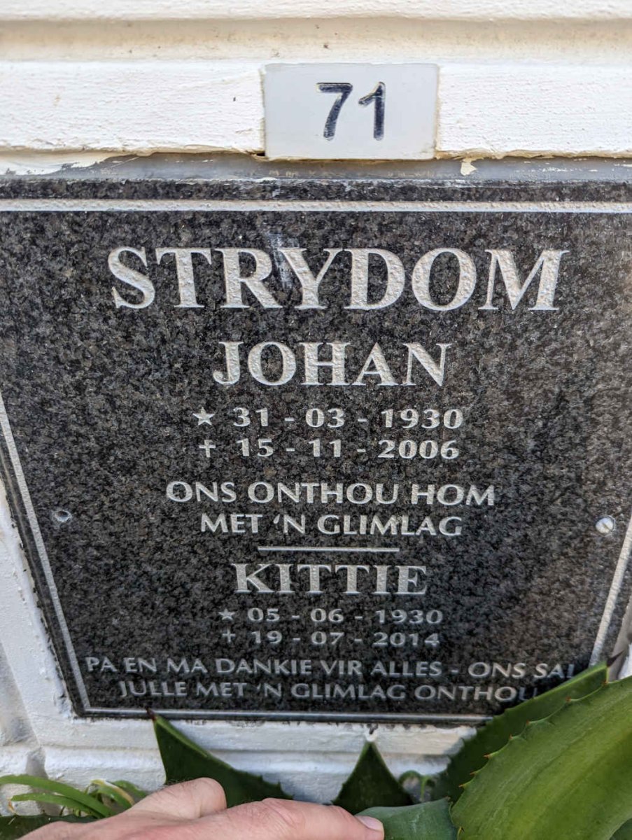 STRYDOM Johan 1930-2006 &amp; Kittie 1930-2014