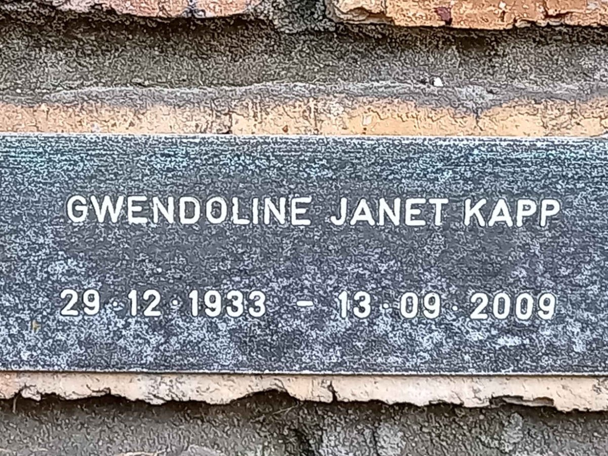 KAPP Gwendoline Janet 1933-2009