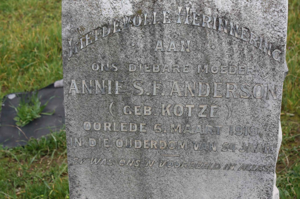 ANDERSON Annie S.F. nee KOTZE -1919