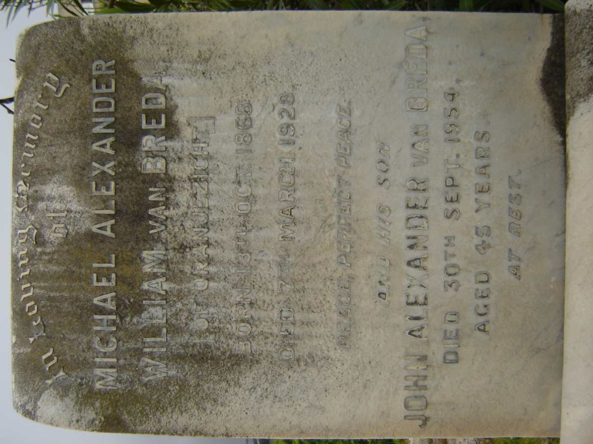 BREDA Michael Alexander William, van 1866-1928 :: VAN BREDA Johan Alexander  -1954
