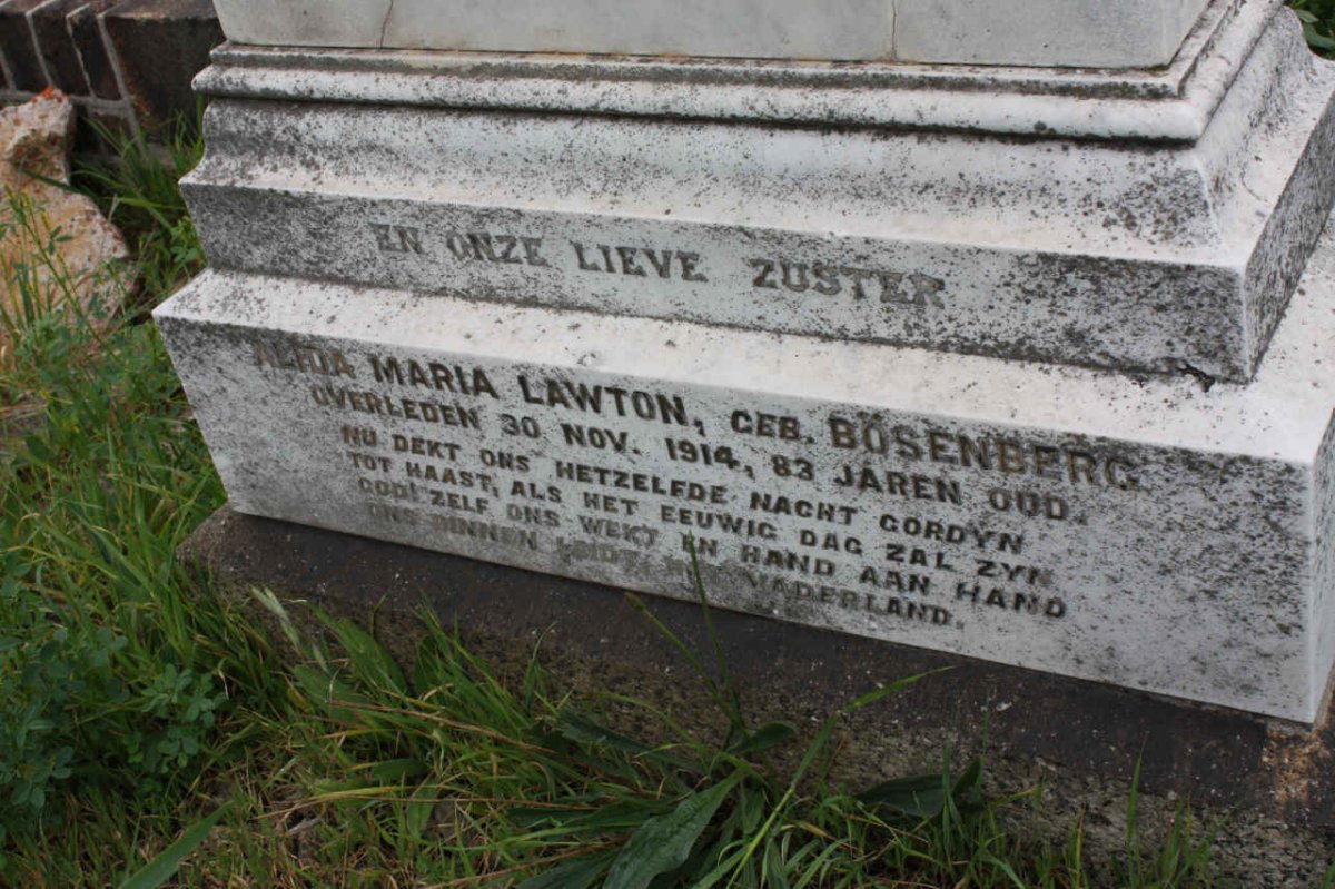 LAWTON  Alida Maria nee BOSENBERG -1914