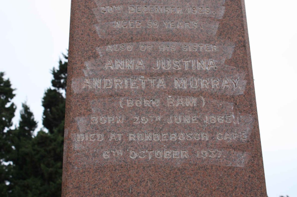 MURRAY Anna Justina Andrietta nee BAM 1865-1937