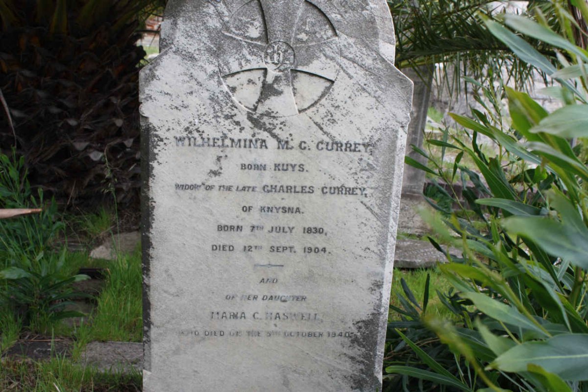 CURREY Wilhelmina M. C. nee KUYS 1830-1907 :: HASWELL Maria C. -1940