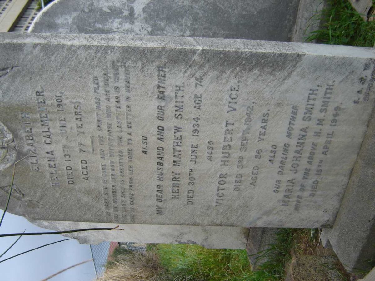 CALMEYER Elizabeth Helena -1901 :: SMITH Henry Mathew -1934 &amp; Maria Johanna -1949