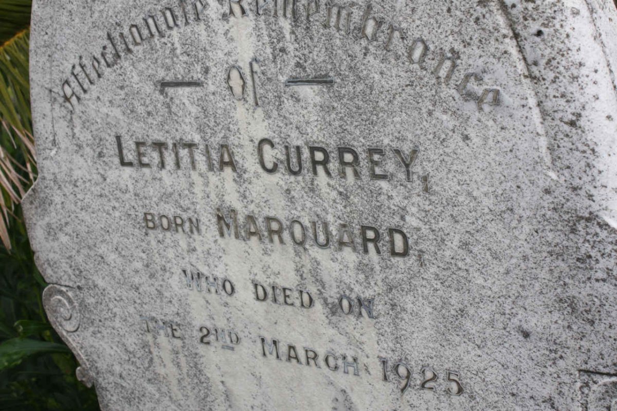 CURREY Letitia nee MARQUARD -1925