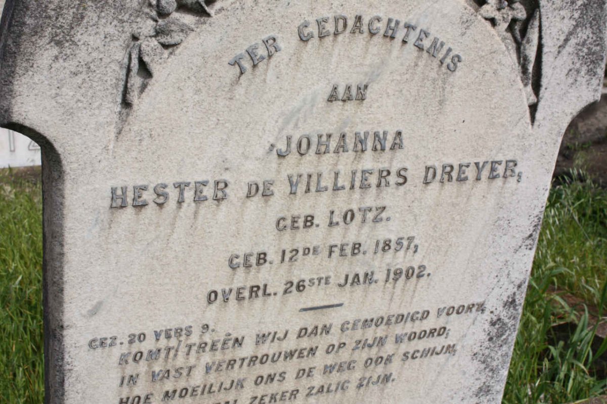 DREYER Hester De Villiers nee LOTZ 1857-1902