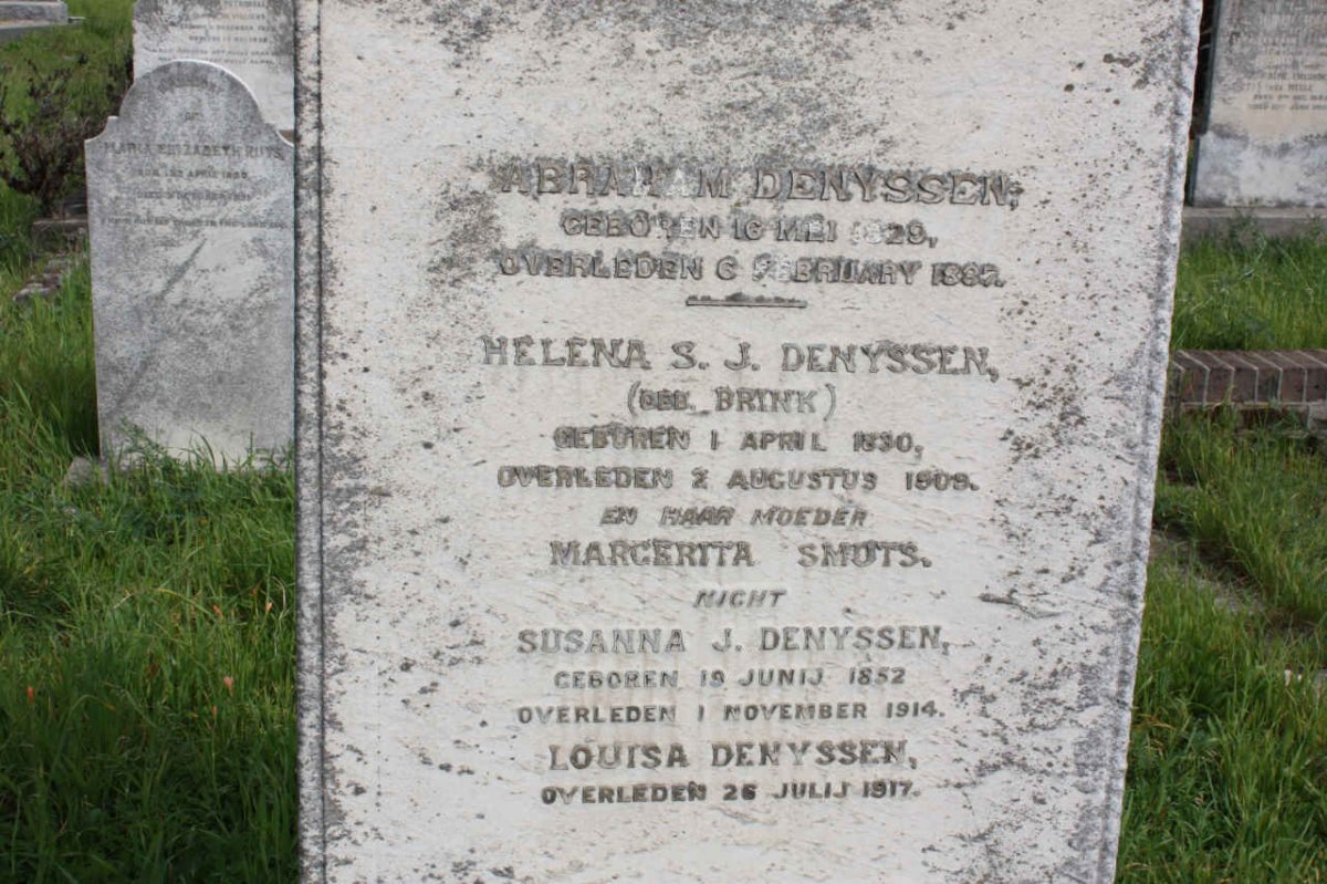 DENYSSEN Abraham 1829-18?7 &amp; Helena S.J. BRINK 1830-1909 :: SMUTS Margerita :: DENYSSEN Susanna J. 1852-1914