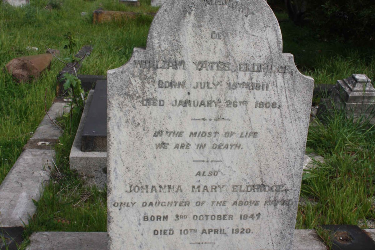ELDRIDGE William Yates 1811-1908 :: ELDRIDGE Johanna Mary 1847-1920