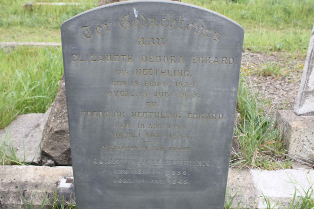 ECKARD Elizabeth Debora nee NEETHLING 1834-1978 :: ECKARD Fredrick Neethling 1883-1884 :: NEETHLING Cornelia J.M. 1858-1945