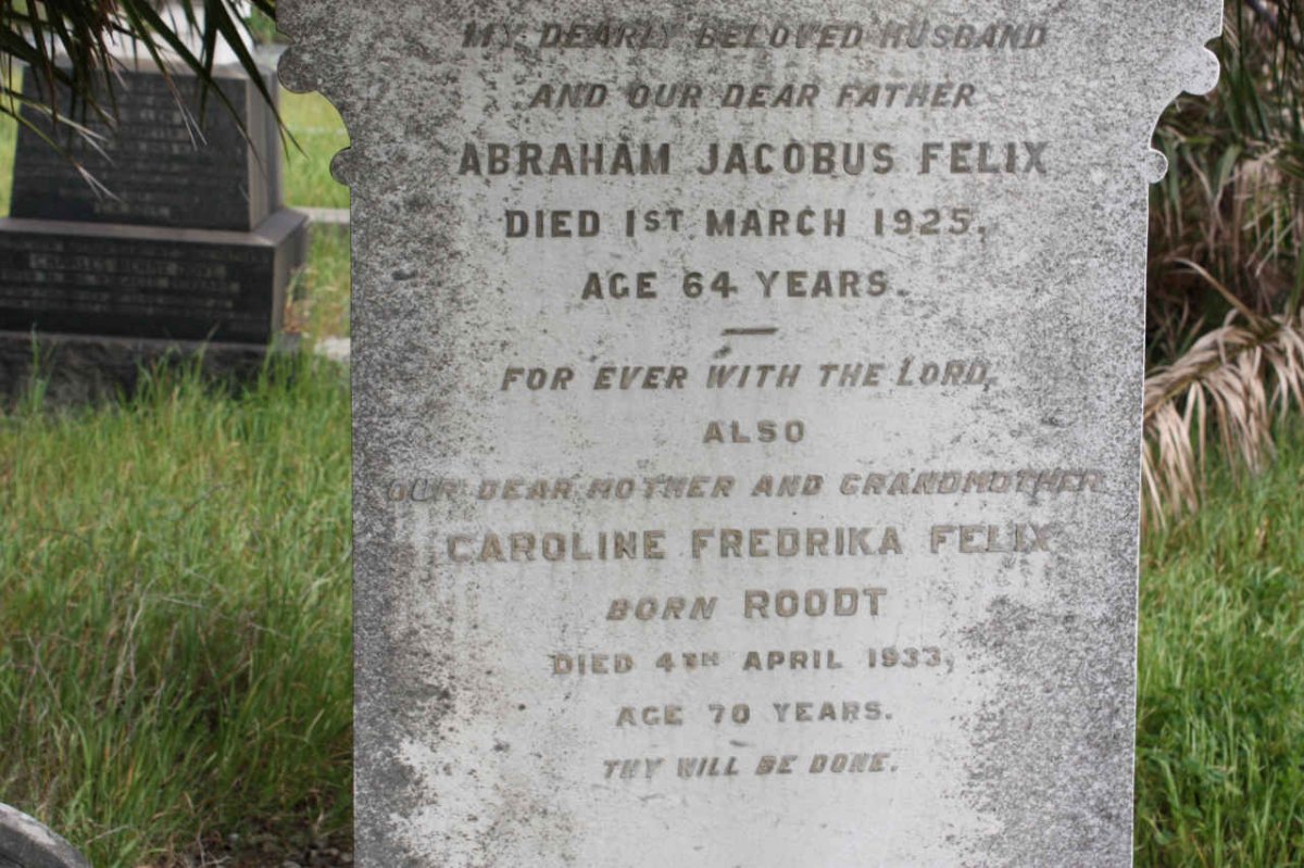 FELIX Abraham Jacobus -1925 &amp; Caroline Fredrika ROODT -1933