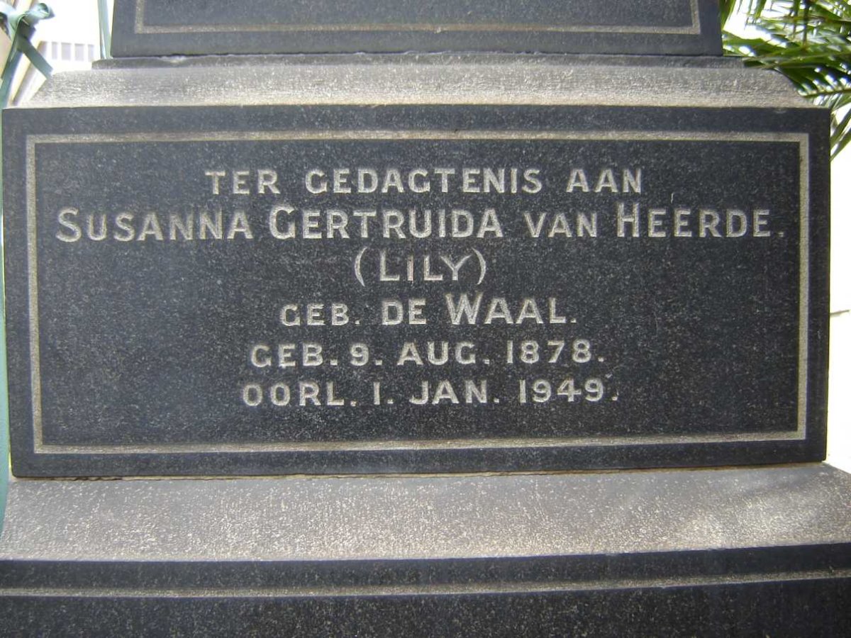 HEERDE Susanna Gertruida, van nee DE WAAL 1878-1949