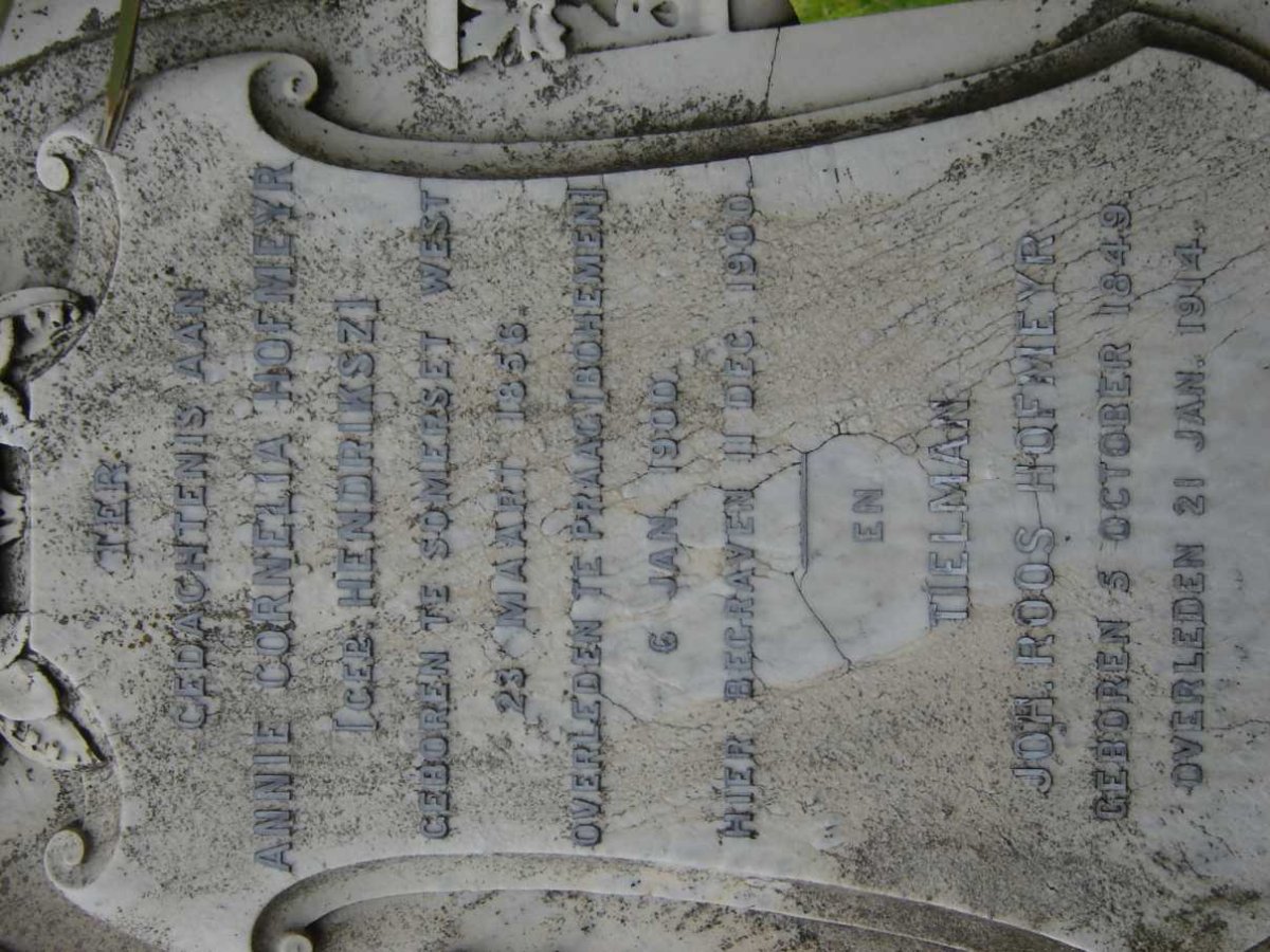 HOFMEYR Tielman Joh. Roos 1849-1914 &amp; Annie Cornelia HENDRIKSZ 1856-1900