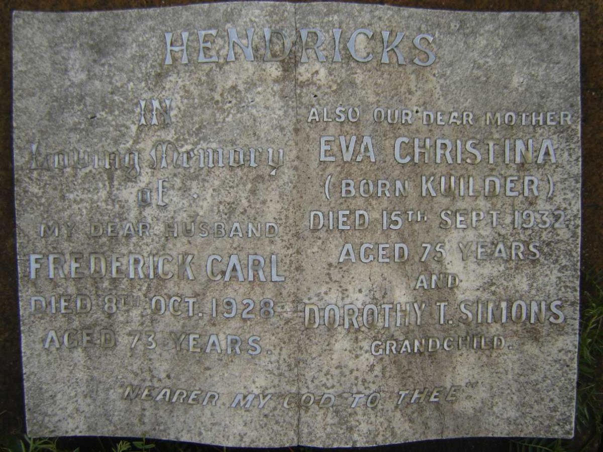 HENDRICKS Frederick Carl -1928 &amp; Eva Christina KUILDER -1932 :: SIMONS Dorothy T.