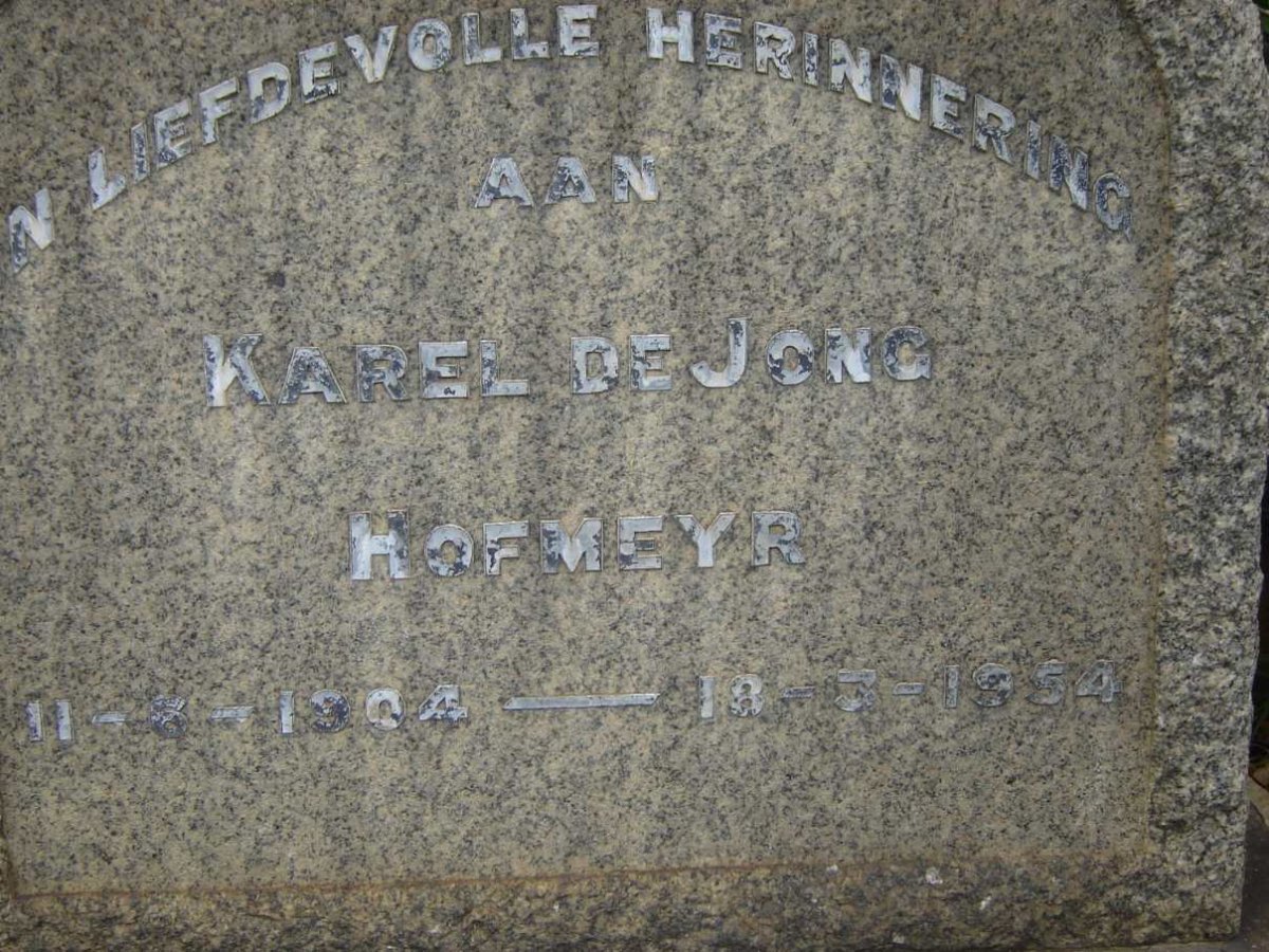 HOFMEYR Karel, de 1904-1954