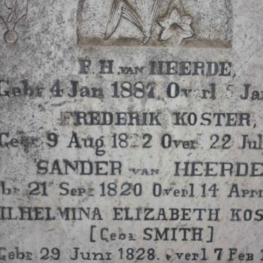HEERDE F.H., van 1887-1887 :: KOSTER Frederik 1822-1888 &amp; Wilhelmina Elizabeth SMITH 1828-1900 :: HEERDE Sander, van 1820-18