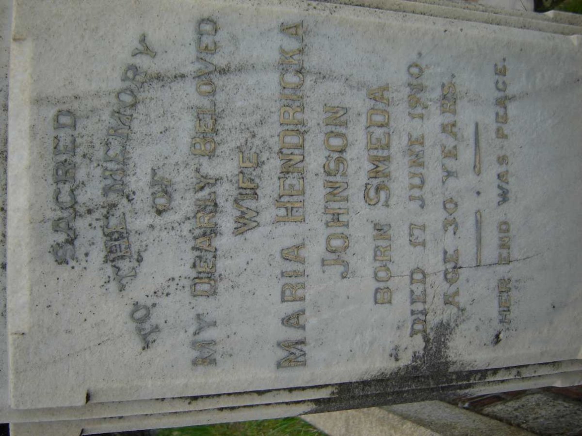 JOHNSON Maria Hendricka nee SMEDA -1910