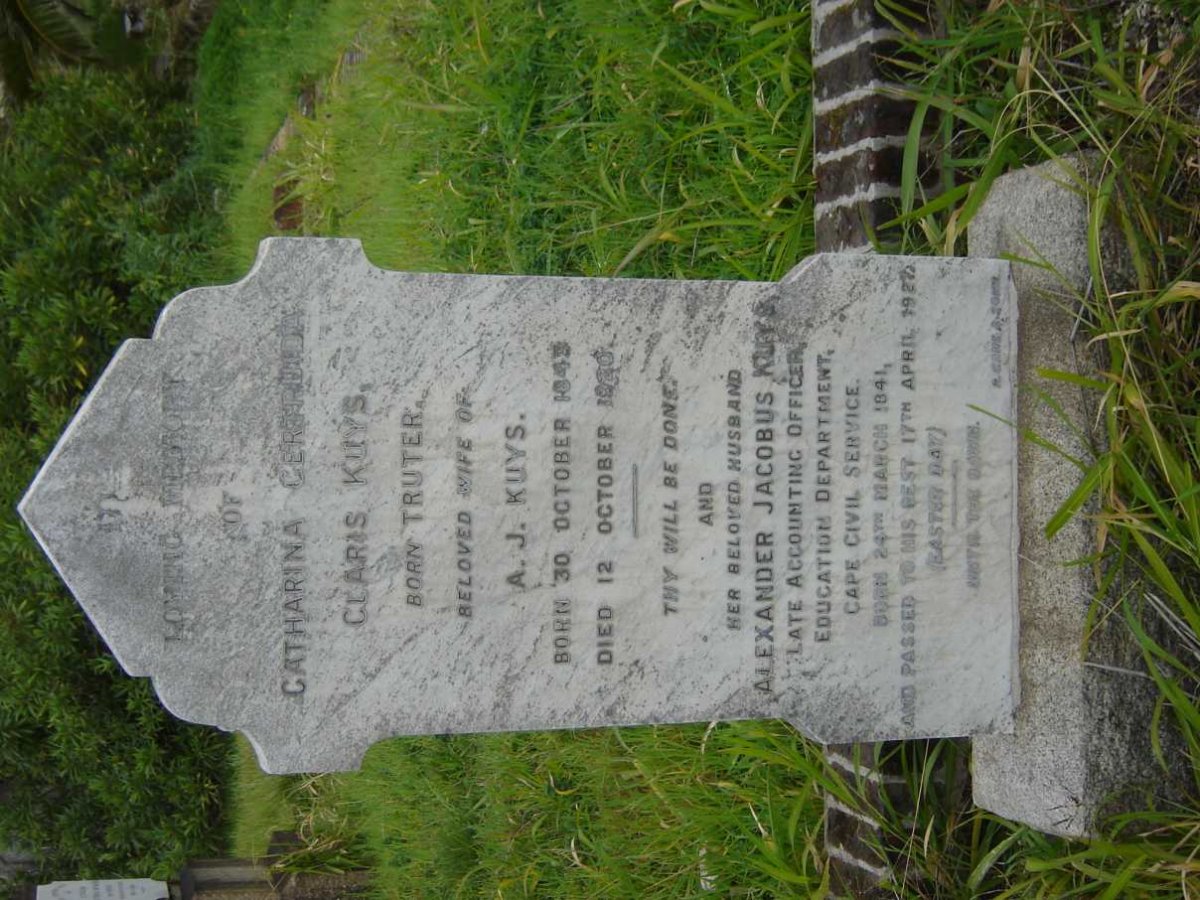 KUYS Alexander Jacobus 1841-1927 &amp; Catharina Gertruida Claris TRUTER 1843-1927
