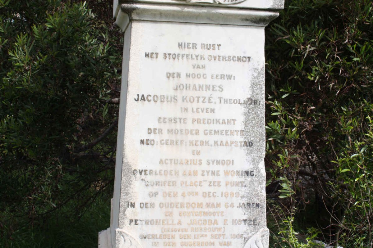 KOTZE Johannes Jacobus -1899 &amp; Petronella Jacoba F. ROSSOUW -1906