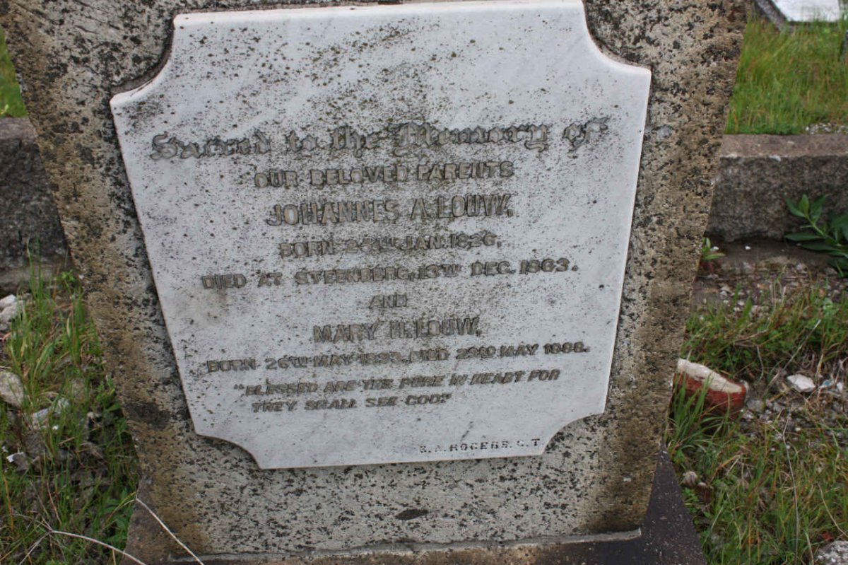 LOUW Johannes A. 1826-1863 &amp; Mary H. 1833-1888
