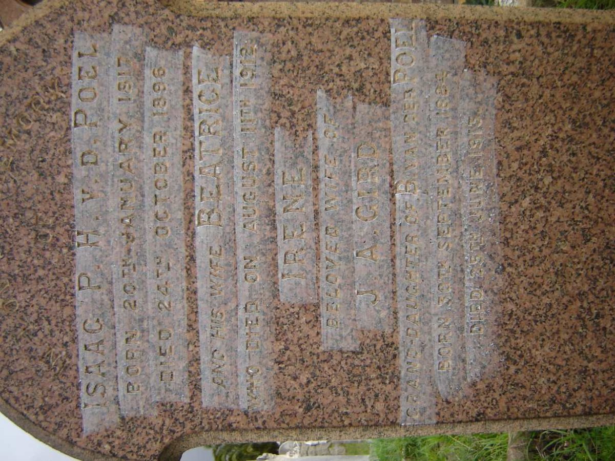 POEL Isaac P .H., v.d. 1817-1896 &amp; Beatrice -1912 :: GIRD Irene  1884-1913