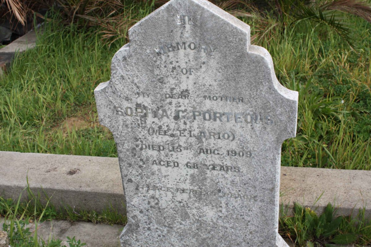 PORTEOUS Sophia nee ELARIO -1909