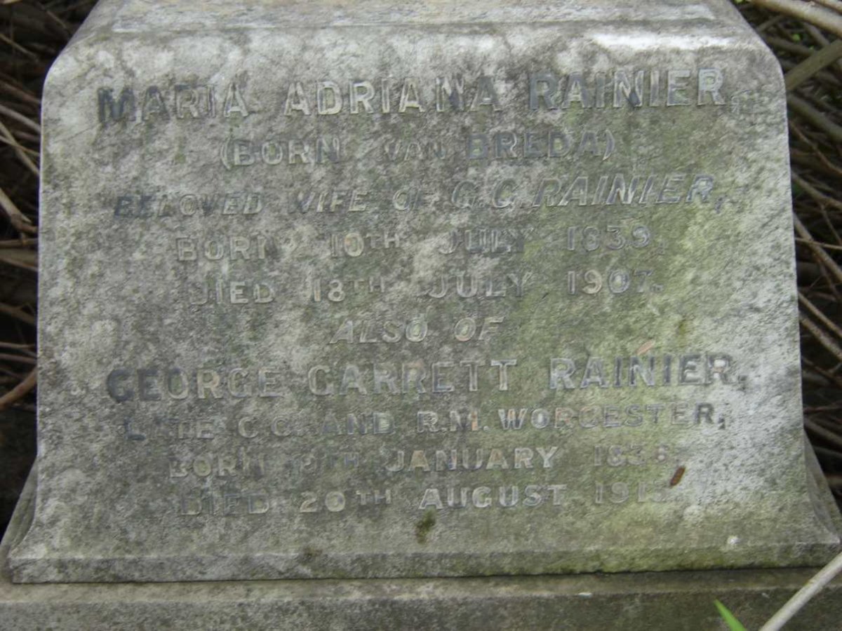 RAINER George Garrett 1836-1913 &amp; Maria Adriana VAN BREDA 1839-1907