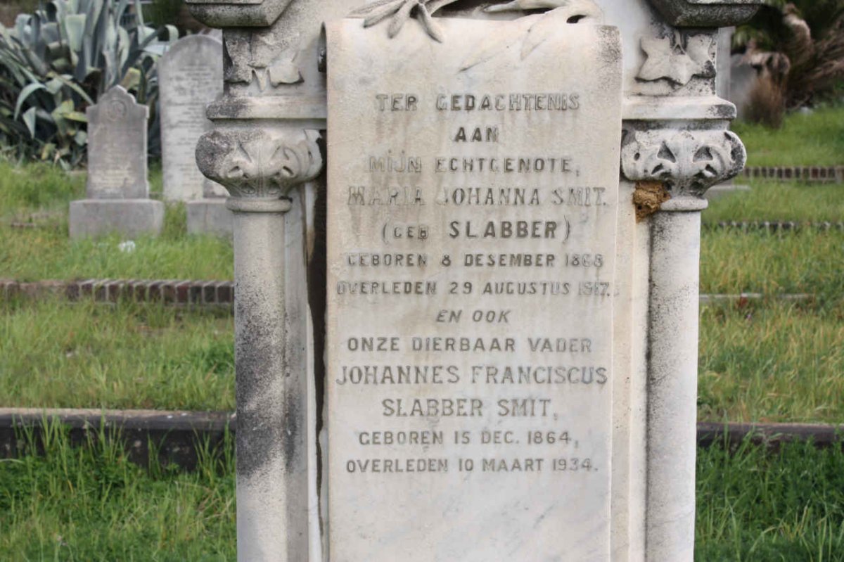 SMIT  Johannes Franciscus Slabber 1864-1934 &amp; Maria Johanna SLABBER 1868-1917