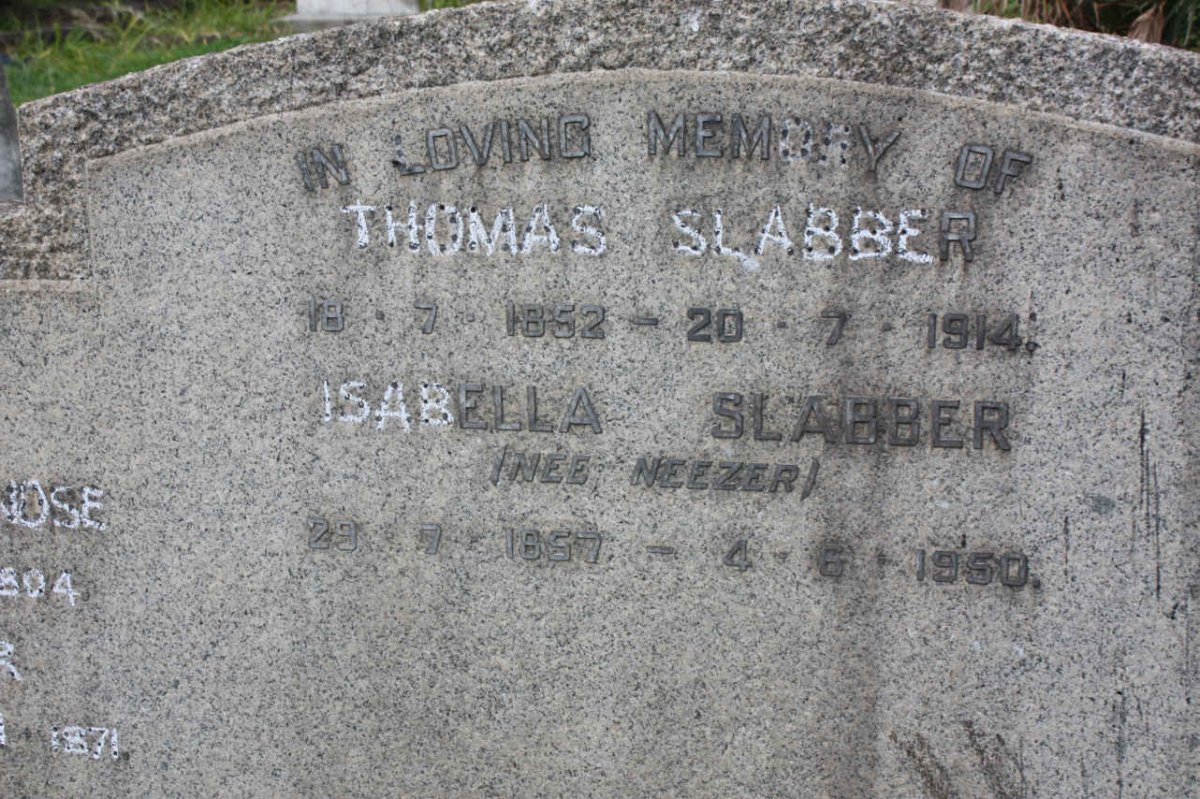SLABBER Thomas 1852-1914 &amp; Isabella NEEZER 1857-1960
