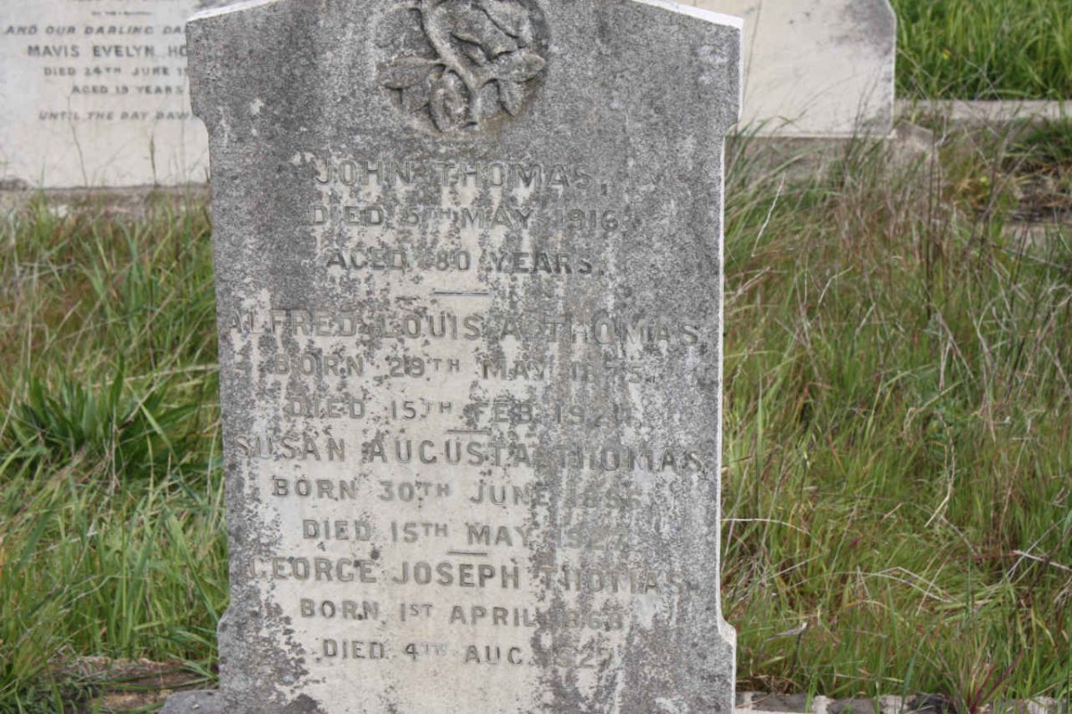 THOMAS John -1916 :: THOMAS Alfred Louis A. 1875-1924 :: THOMAS Susan Augusta 1856-1927 :: THOMAS George Joseph 1868-1927