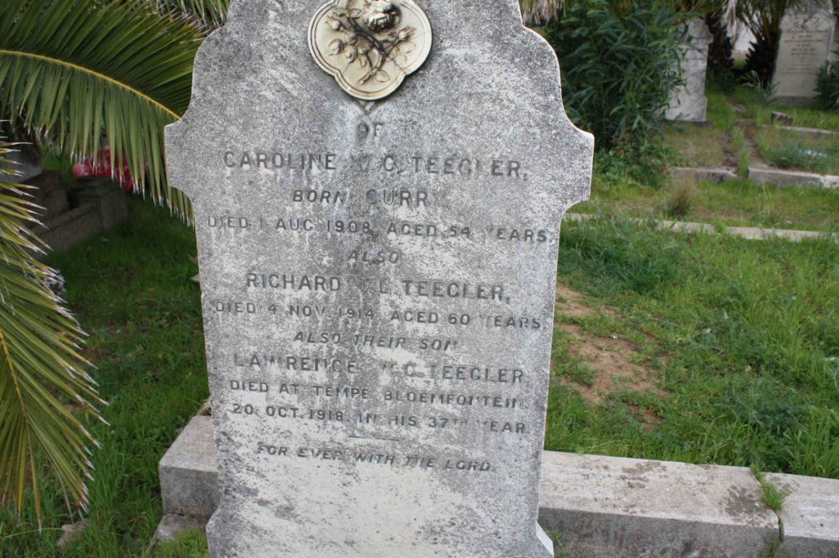 TEEGLER Richard  ?. L. -1914 &amp; Caroline W. C. CURR -1908 :: TEEGLER Lawrence ? -1918