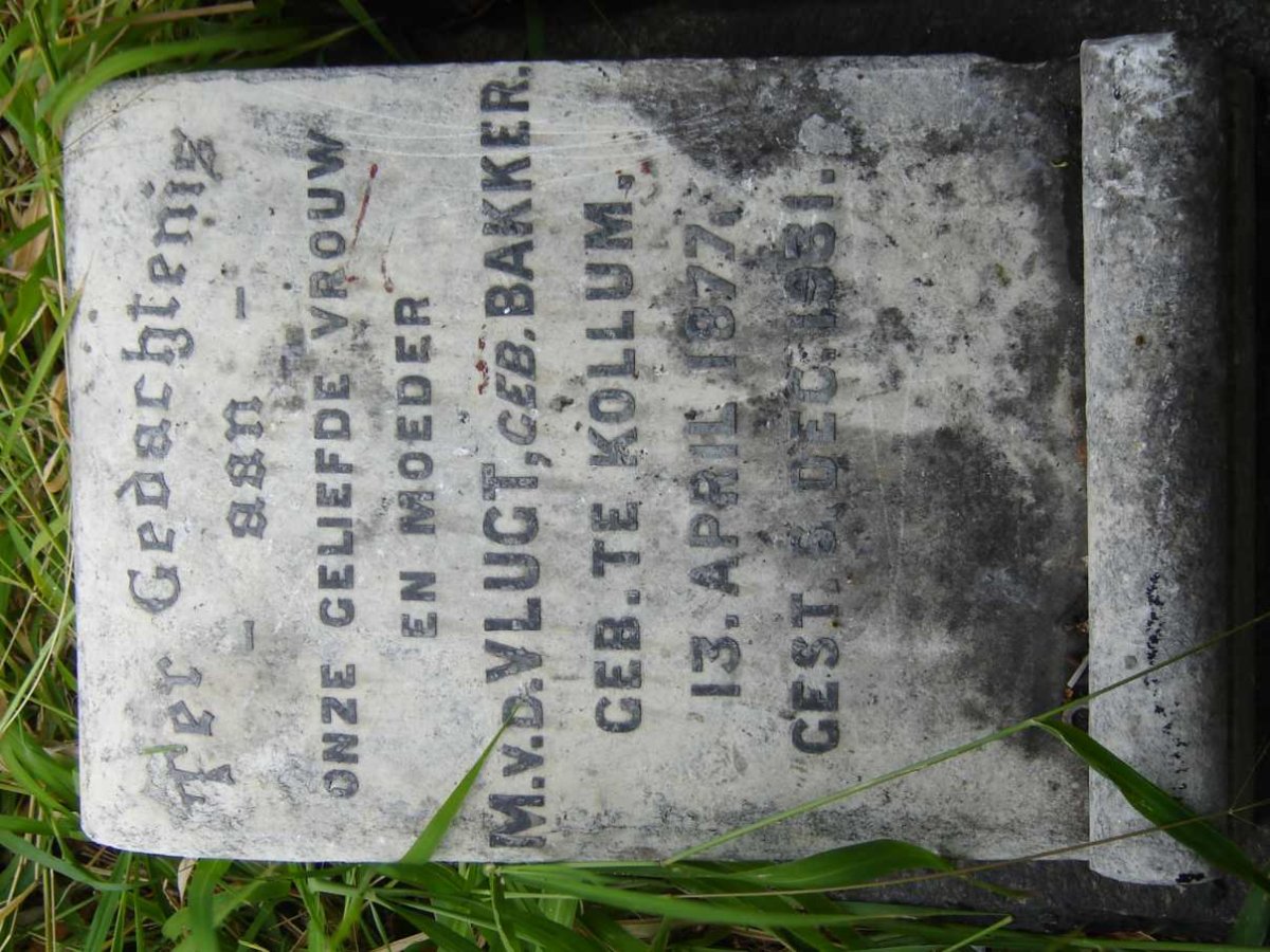VLUGT M., v.d. nee BAKKER 1877-1931
