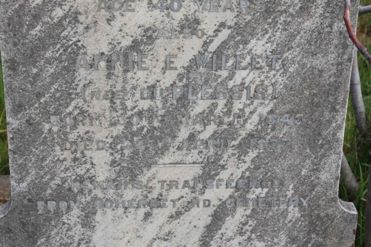 VILLET Annie E. nee DU PLESSIS 1845-1877