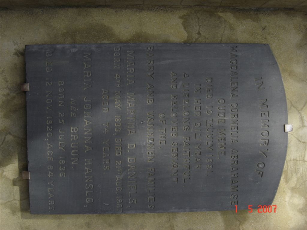 ABRAHAMSE Magdalena Cornelia -1881 :: DANIELS Maria Martha D. 1833-1907 :: HANSLO Maria Johanna nee BRUUN 1836-1920
