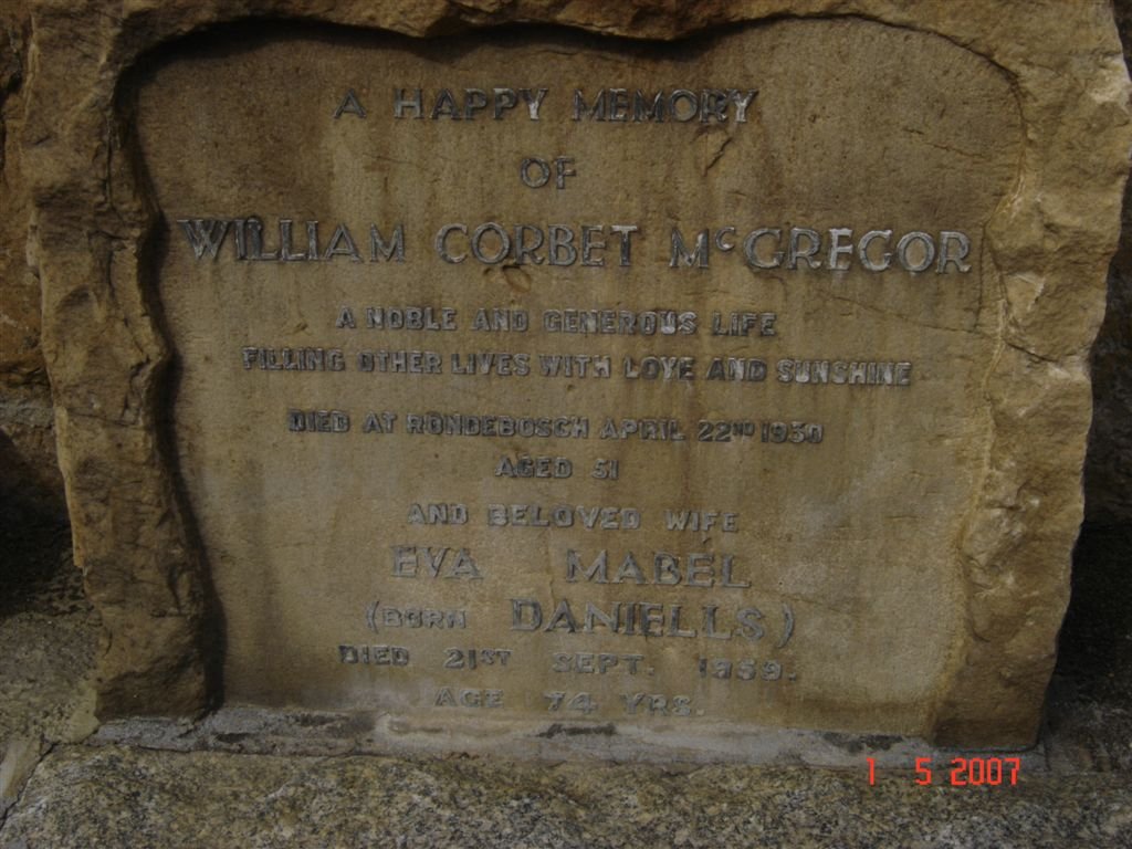 McGREGOR William Corbet -1930 &amp; Eva Mabel DANIELLS -1959