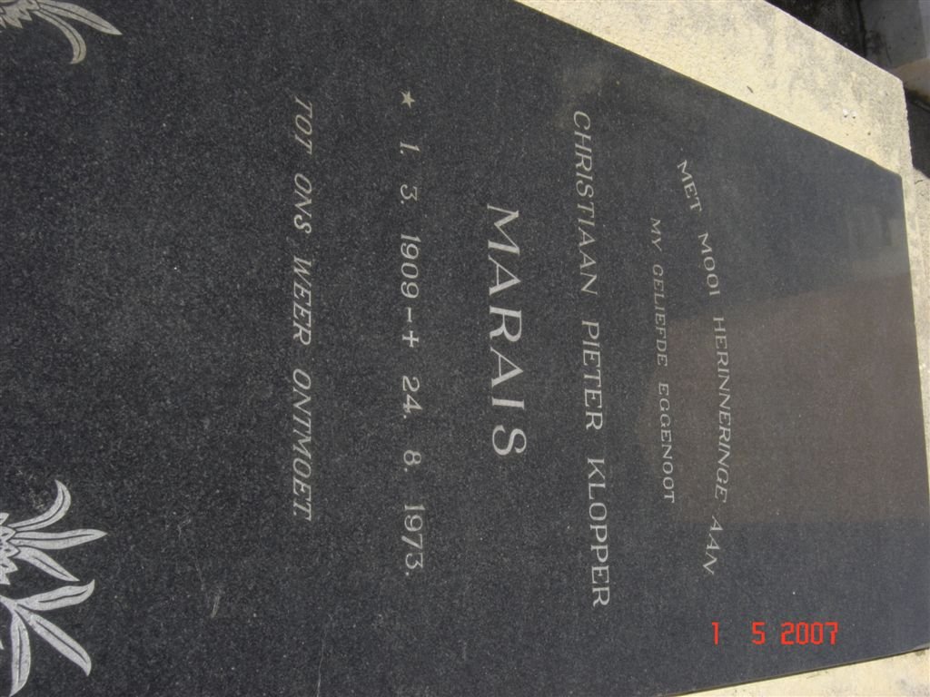 MARAIS Christiaan Pieter Klopper 1909-1973