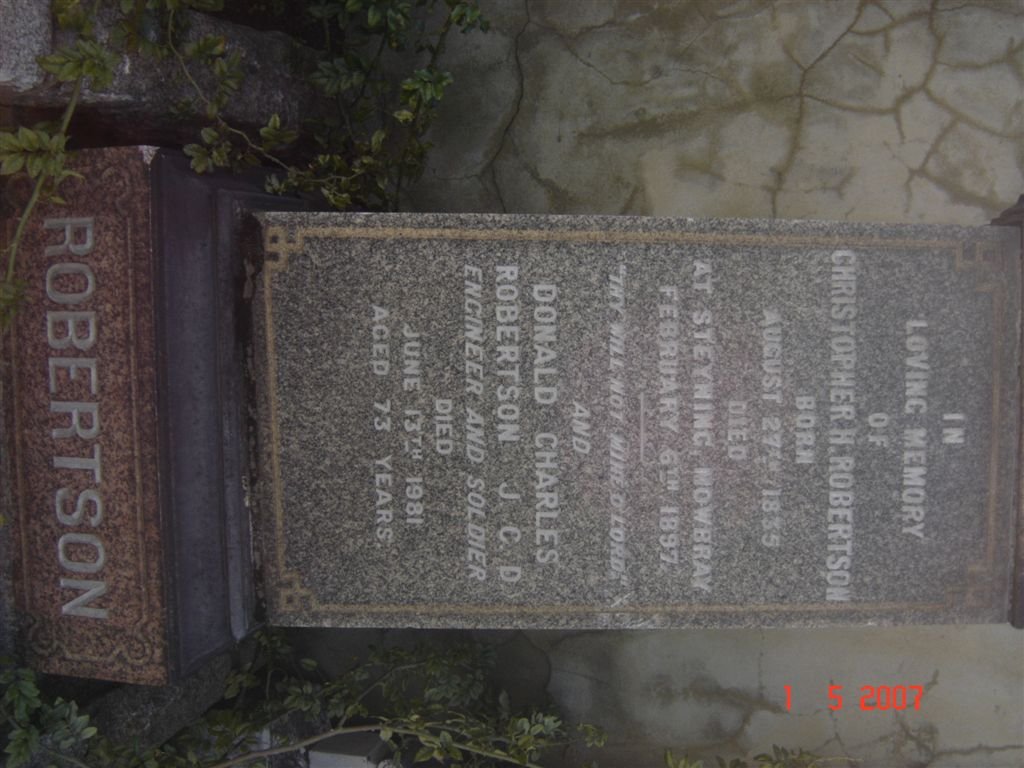 ROBERTSON Christopher H. 1835-1897, ROBERTSON Donald Charles  -1981