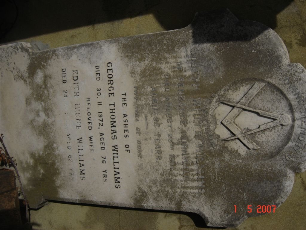 WILLIAMS Joseph White -1901 :: WILLIAMS George Thomas -1972 &amp; Edith Irene -19??
