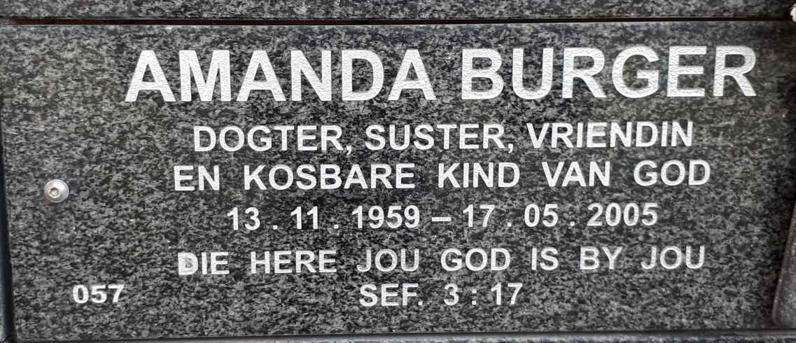 BURGER Amanda 1959-2005