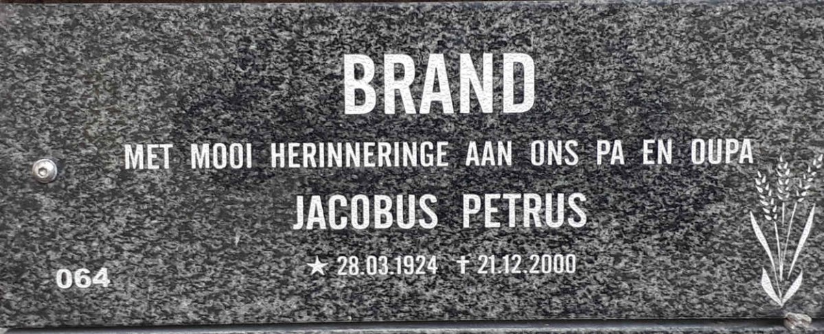 BRAND Jacobus Petrus 1924-2000