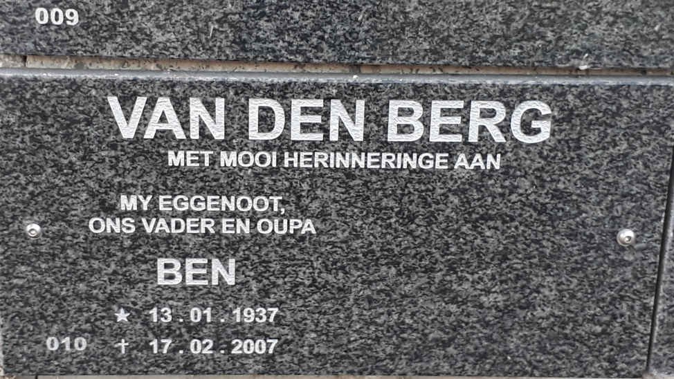 BERG Ben, van den 1937-2007