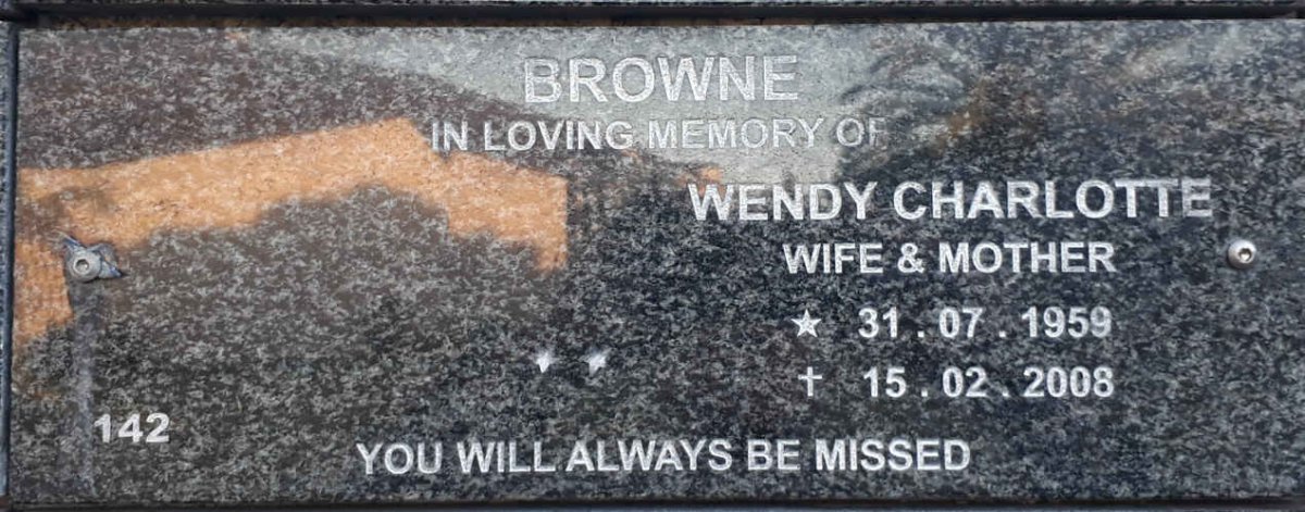 BROWNE Wendy Charlotte 1959-2008