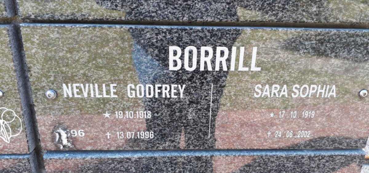 BORRILL Neville Godfrey 1918-1996 &amp; Sara Sophia 1919-2002