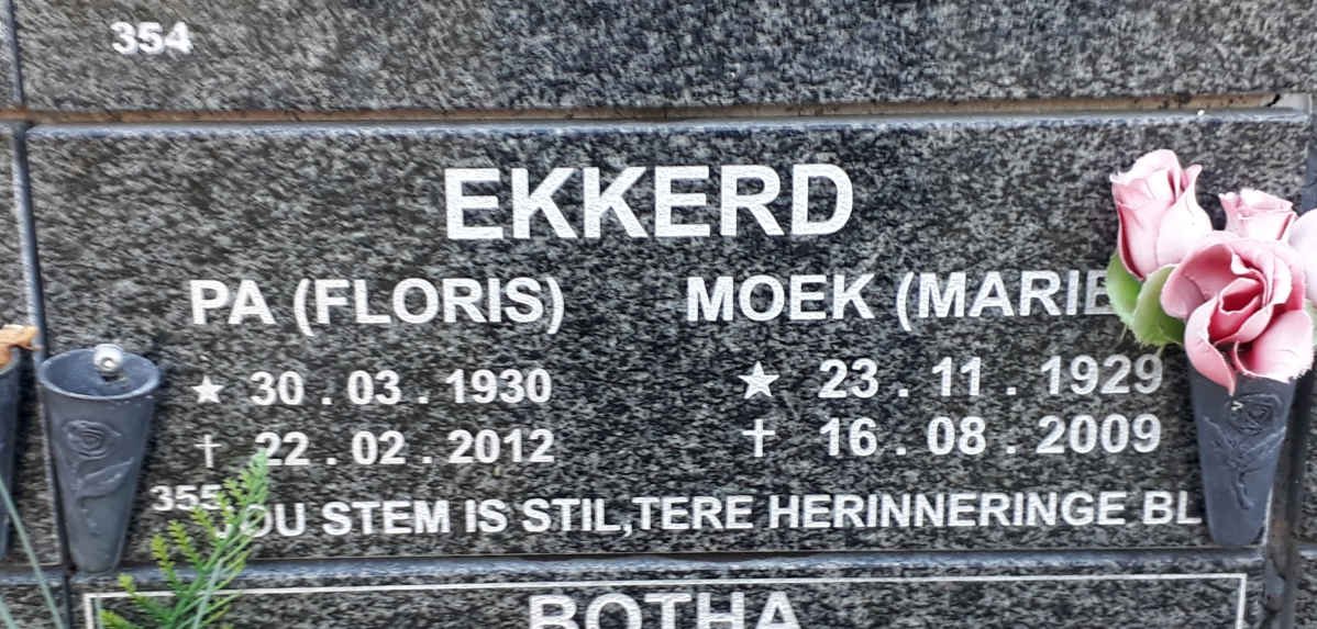 EKKERD Floris 1930-2012 &amp; Marie 1929-2009