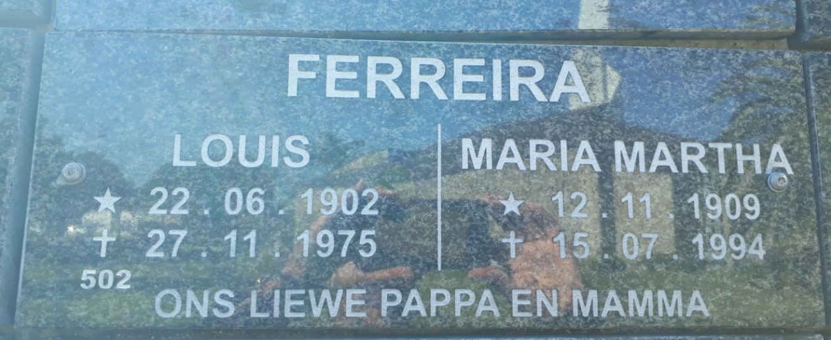 FERREIRA Louis 1902-1975 &amp; Maria Martha 1909-1994