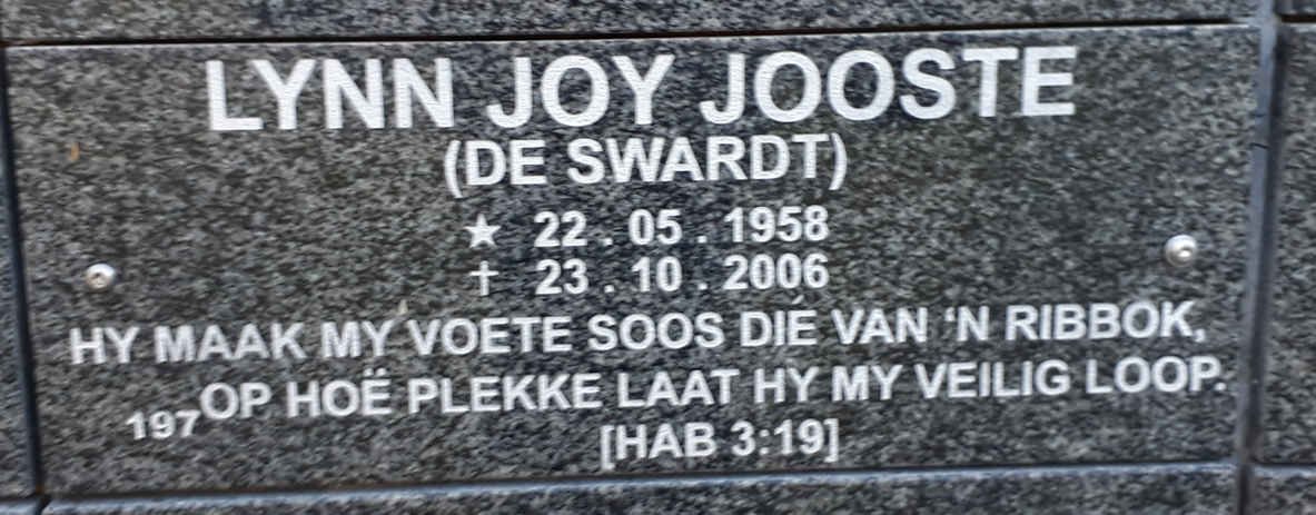 JOOSTE Lynn Joy nee DE SWARDT 1958-2006