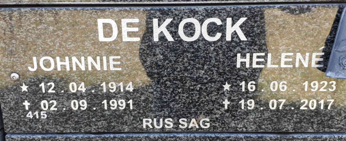 KOCK Johnnie, de 1914-1991 &amp; Helené 1923-2017