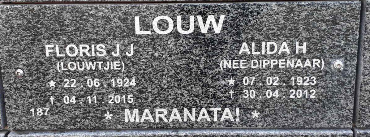 LOUW Floris J.J. 1924-2015 &amp; Alida H. DIPPENAAR 1923-2012