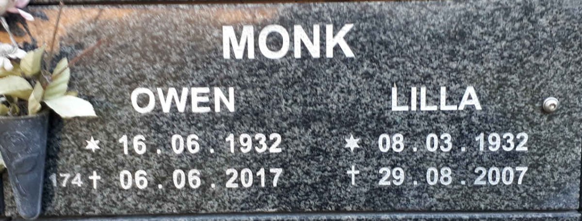 MONK Owen 1932-2017 &amp; Lilla 1932-2007