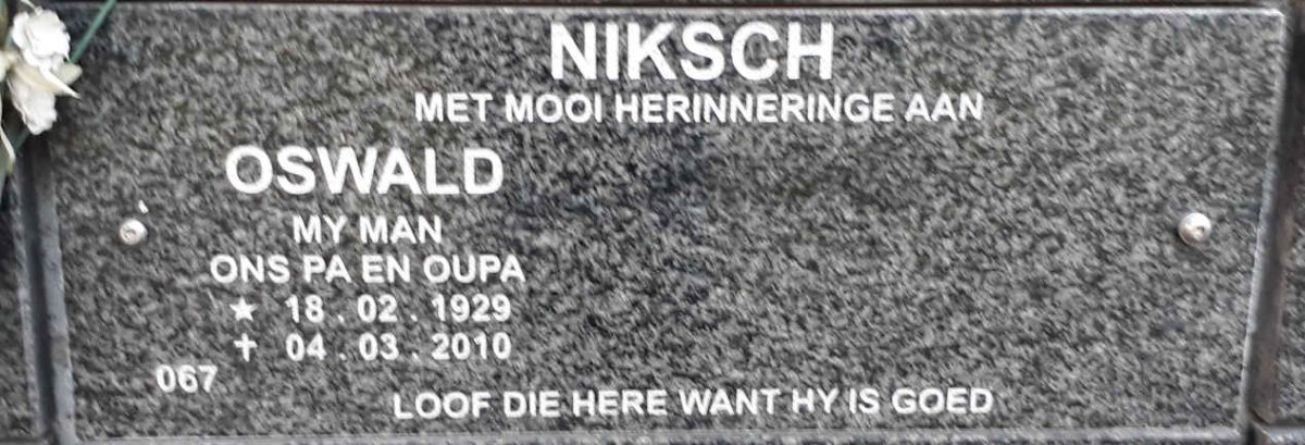 NIKSCH Oswald 1929-2010
